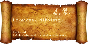 Lokaicsek Nikolett névjegykártya